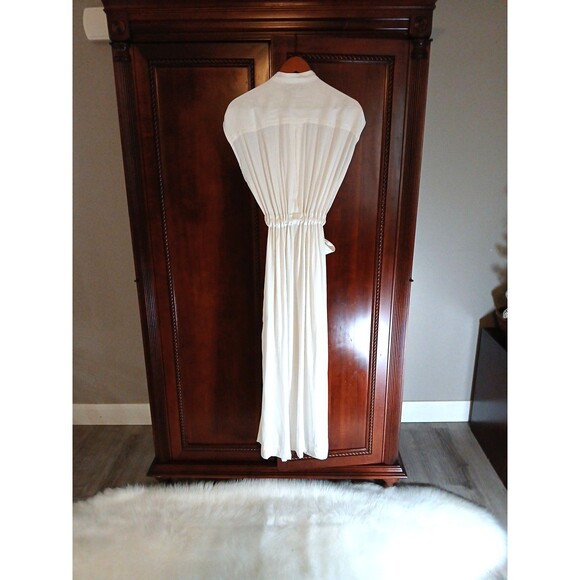 NWT Banana Republic Women's Size M Ivory Midi Dress w/Side Slits Pockets & Belt - Picture 8 of 15